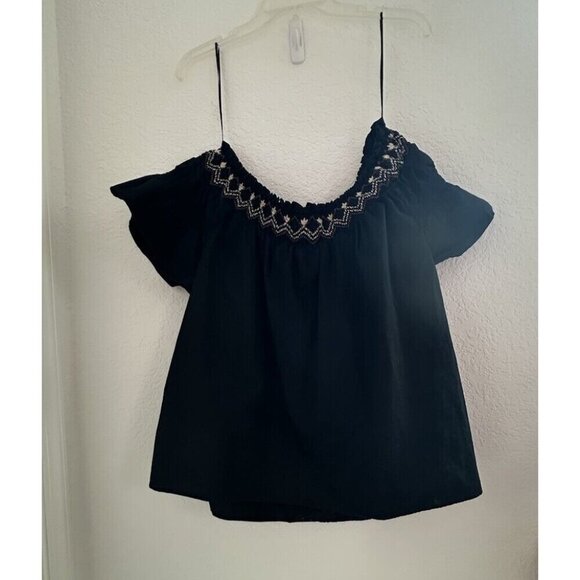 Old Navy Womens Top XL Smocked Off The Shoulder Flutter Sleeve Bohemian Western‎ - Picture 1 of 11